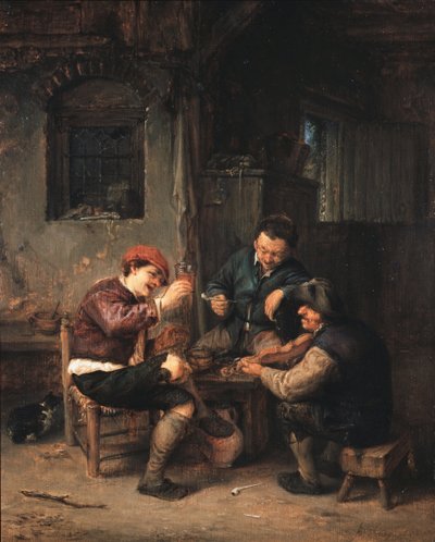 Drei Bauern in einem Gasthaus von Adriaen Jansz. van Ostade